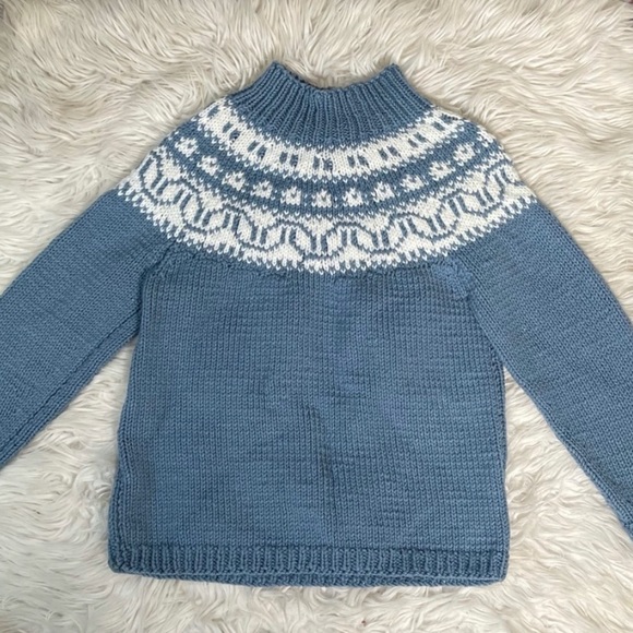 Vintage Sweaters - ♻️ SOLD Icelandic Pattern Handknit Chunky Sweater Retro Vintage S
